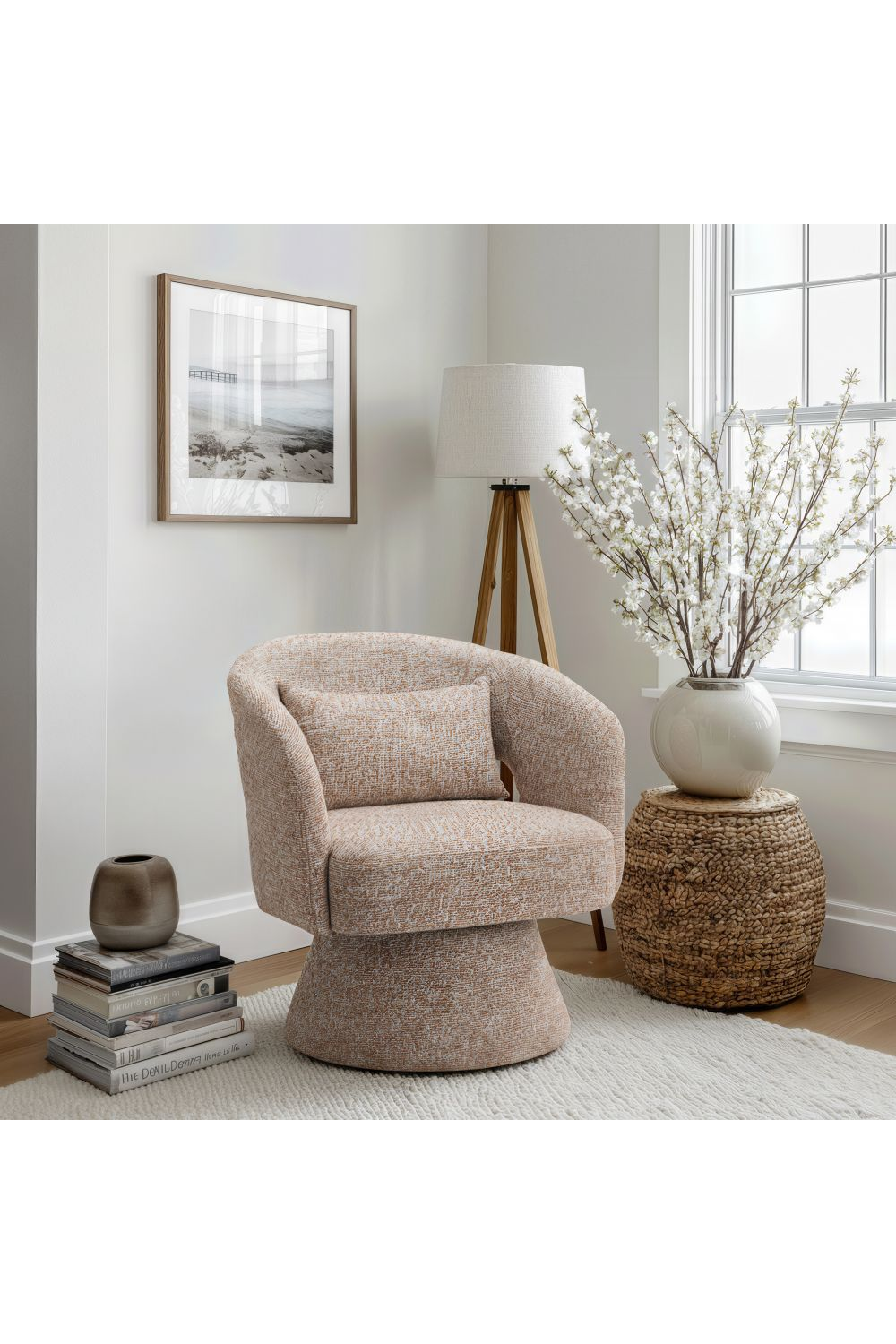 Speckled Brown Shearling Swivel Chair | OROA Modern Liva | Oroa.com