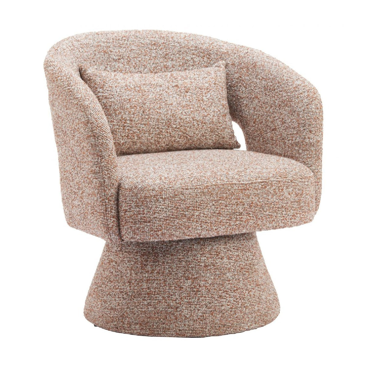 Speckled Brown Shearling Swivel Chair – Liva – front view