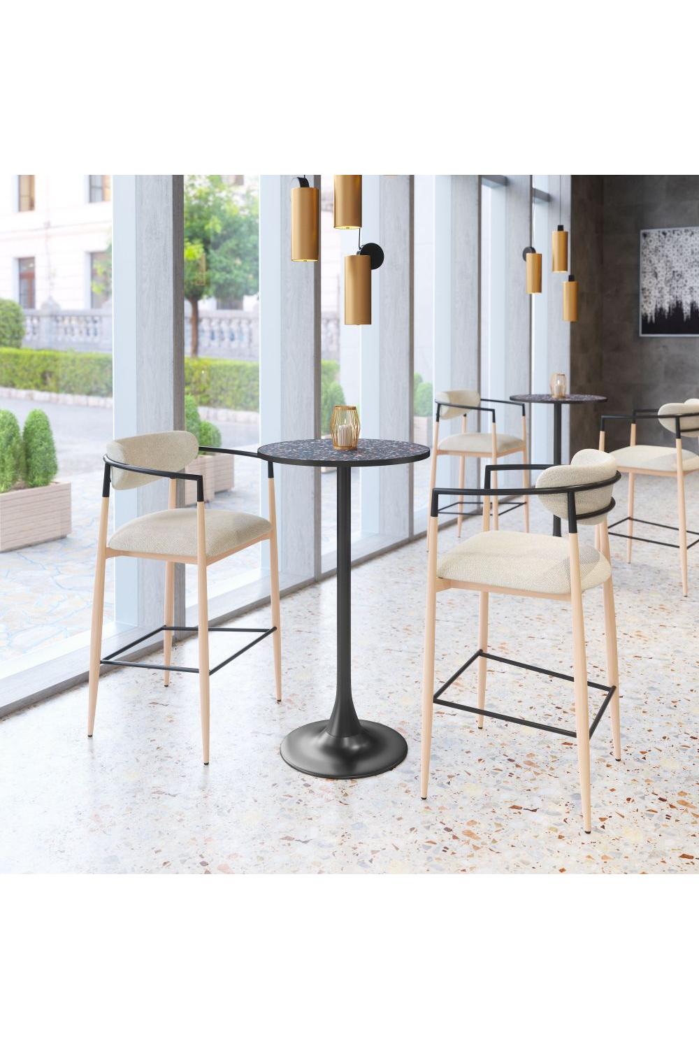 Gray Fabric Modern Bar Stool | Oroa.com