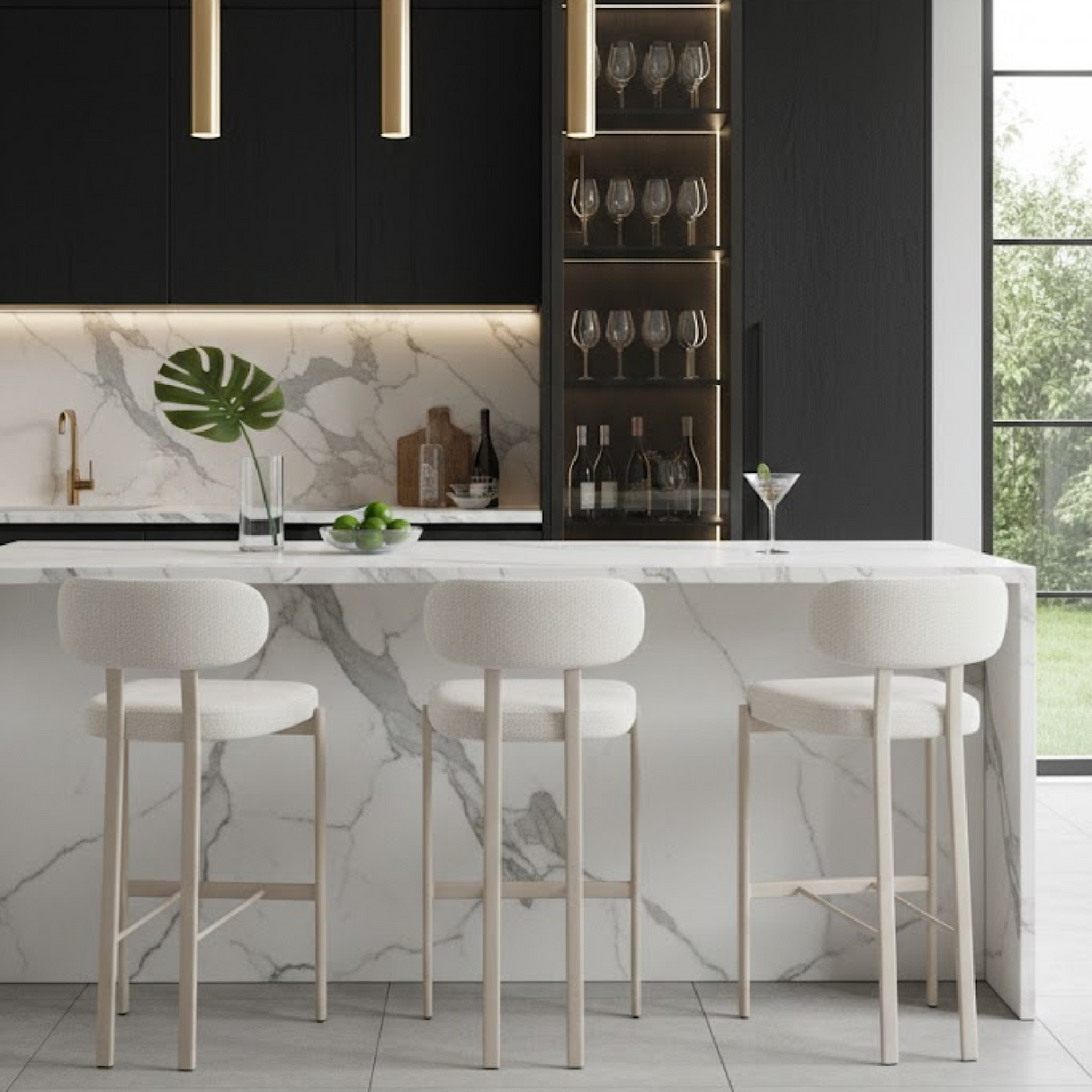 Gray Textured Weave Bar Stools (2) | OROA Modern Auream | Oroa.com