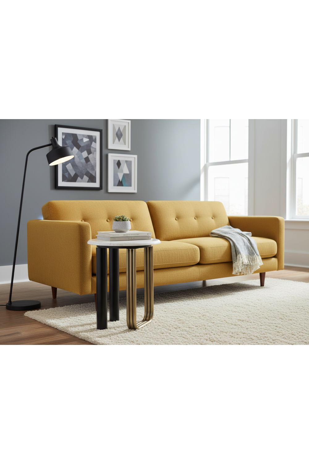 White Marble Side Table – Elyn – rear view