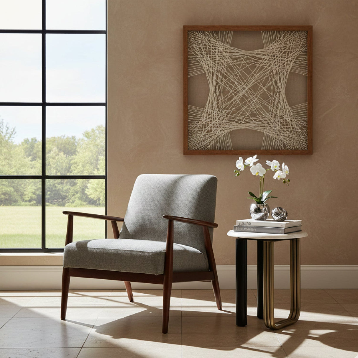White Marble Side Table – Elyn – angled view