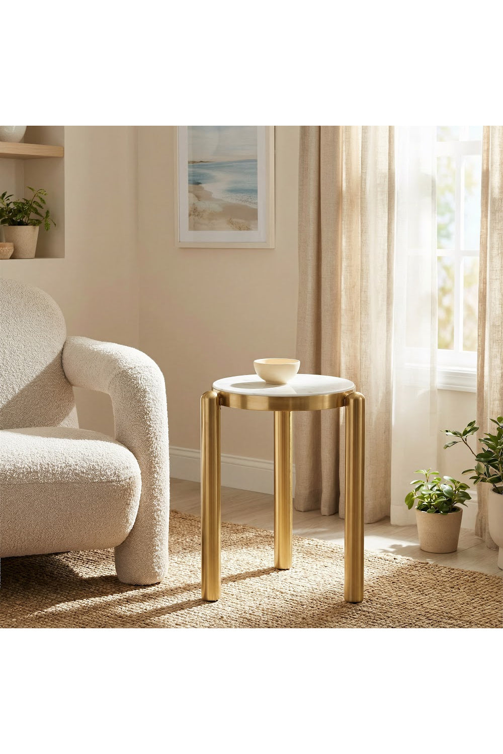 White & Gold Side Table | OROA Modern Noan | Oroa.com