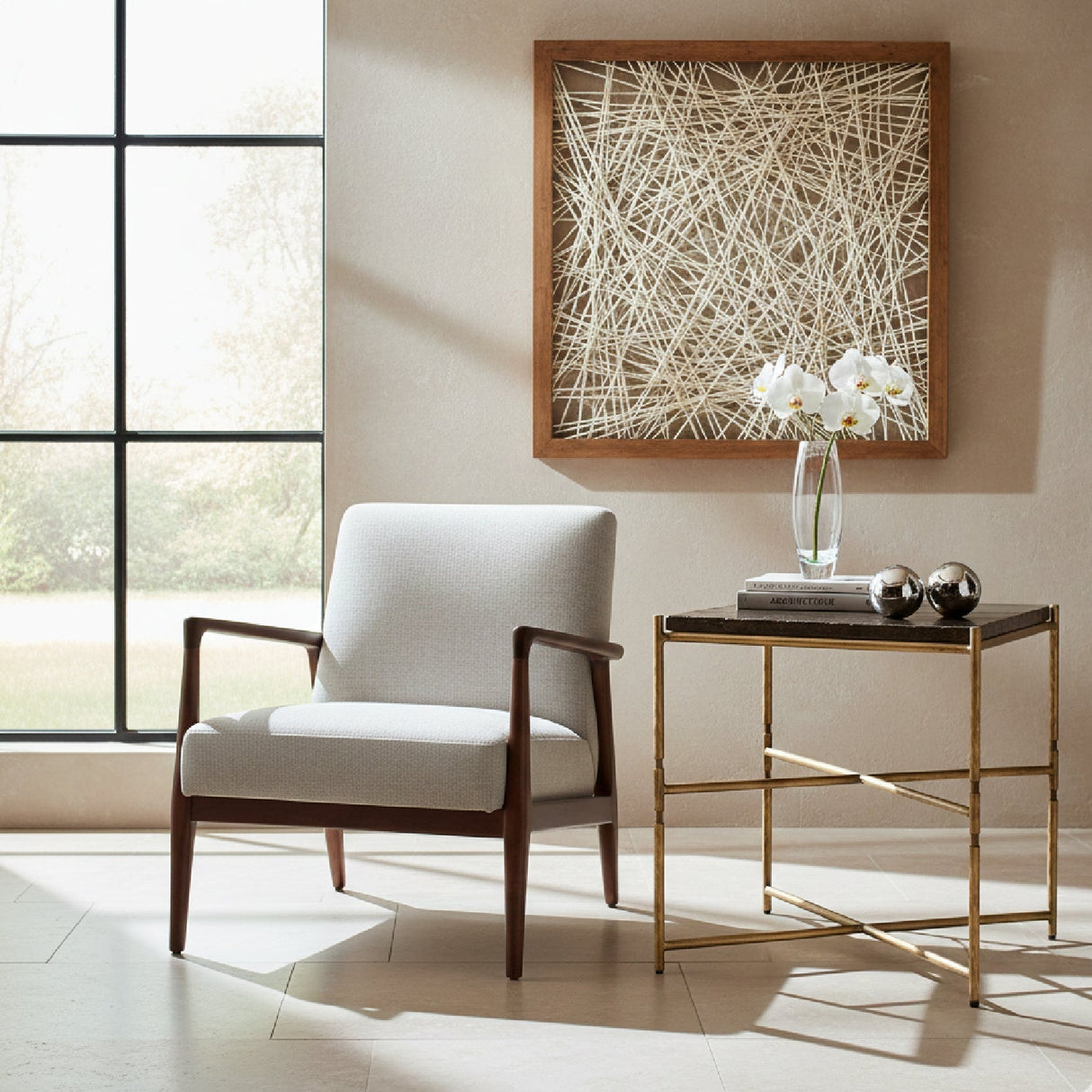 Black Glass Top Side Table – Kove – angled view