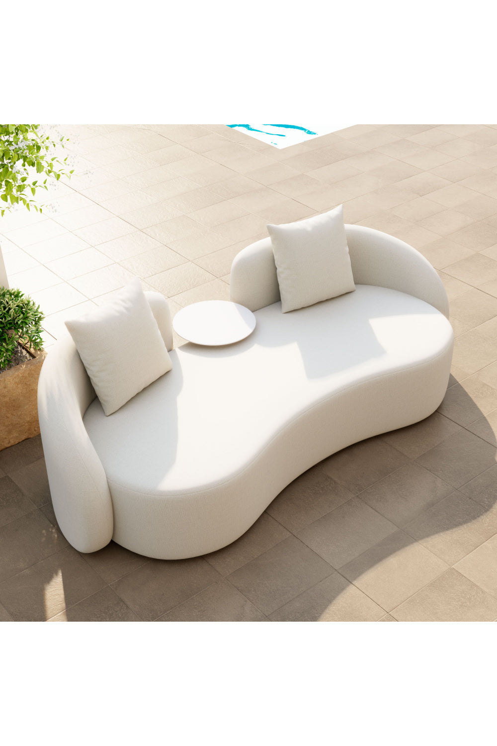 Beige Freeform Outdoor Loveseat | OROA Modern Sunny Isles | Oroa.com