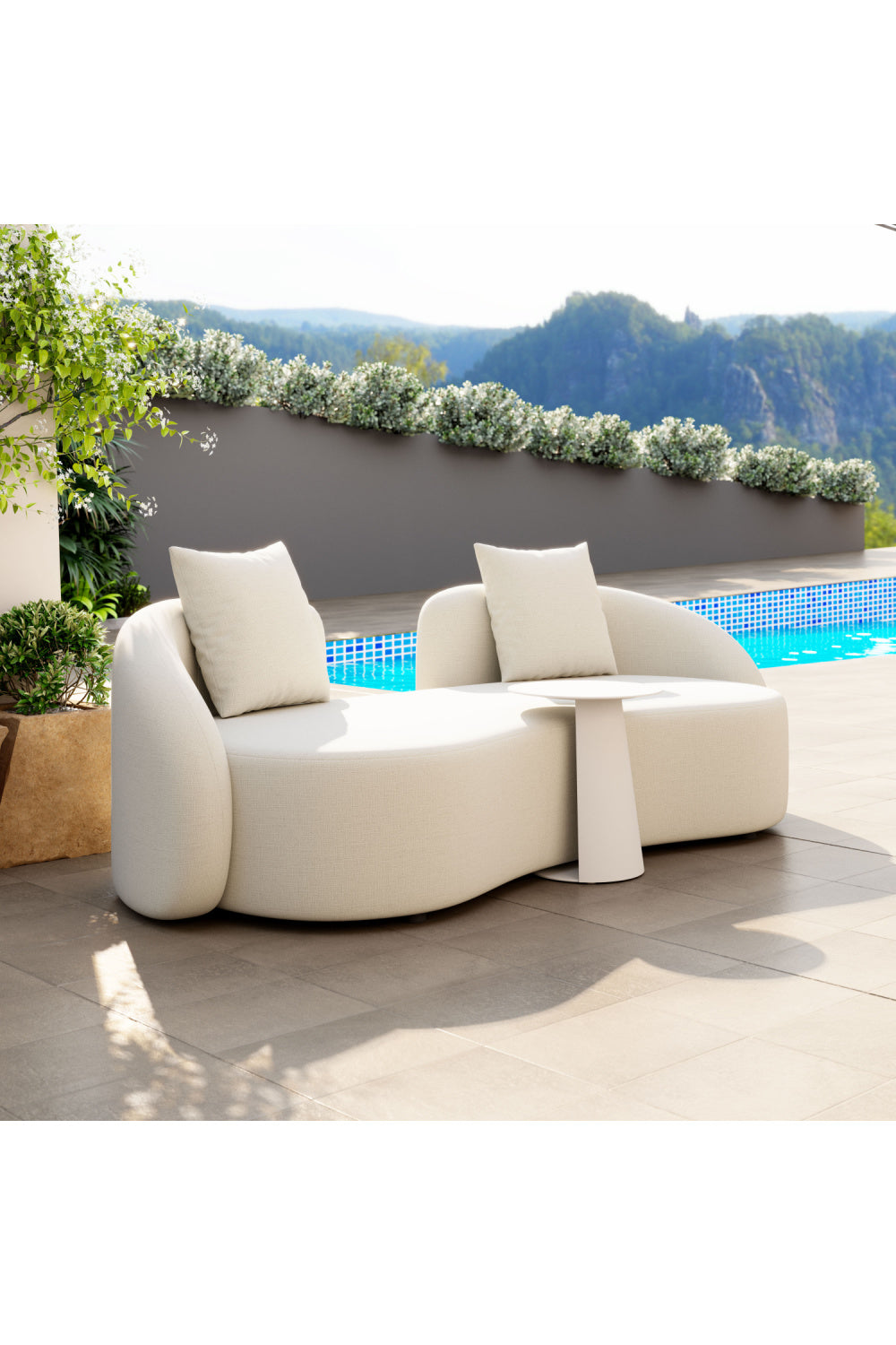 Beige Freeform Outdoor Loveseat | OROA Modern Sunny Isles | Oroa.com
