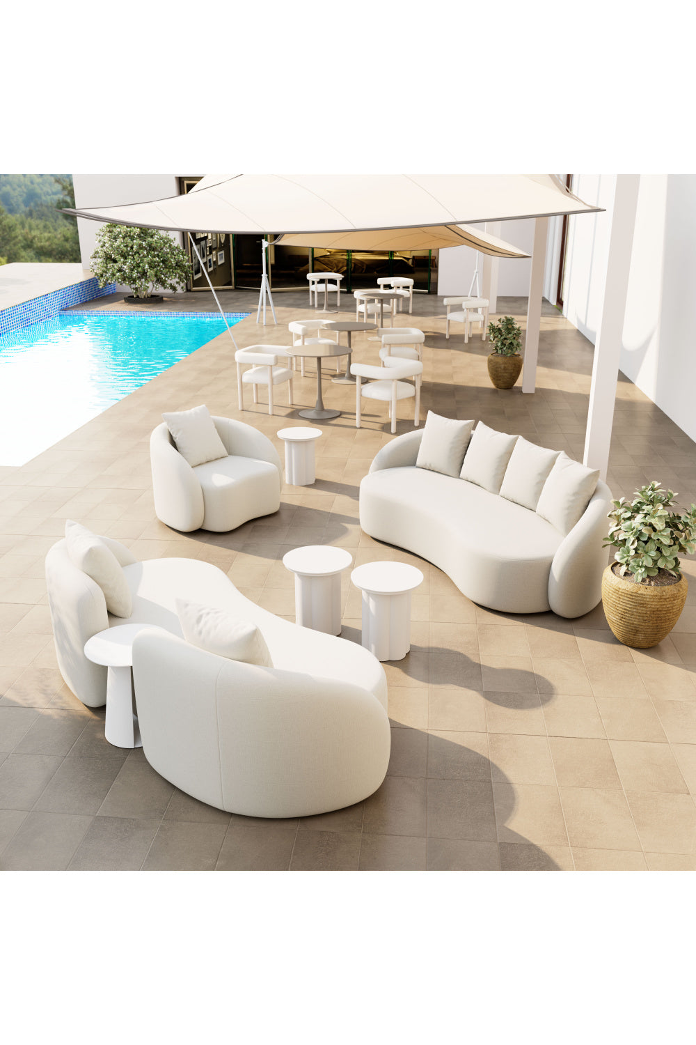 Beige Freeform Outdoor Loveseat | OROA Modern Sunny Isles | Oroa.com