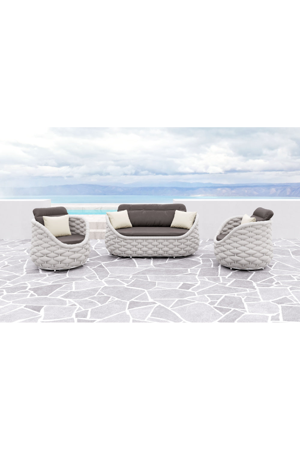 Gray Padded Outdoor Accent Chair | OROA Modern Coral Reef | Oroa.com