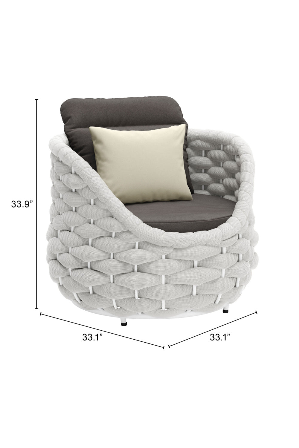 Gray Padded Outdoor Accent Chair | OROA Modern Coral Reef | Oroa.com