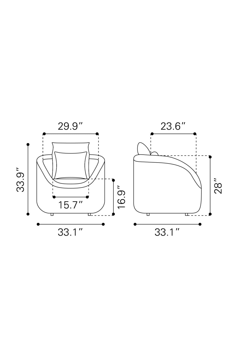 Gray Padded Outdoor Accent Chair | OROA Modern Coral Reef | Oroa.com