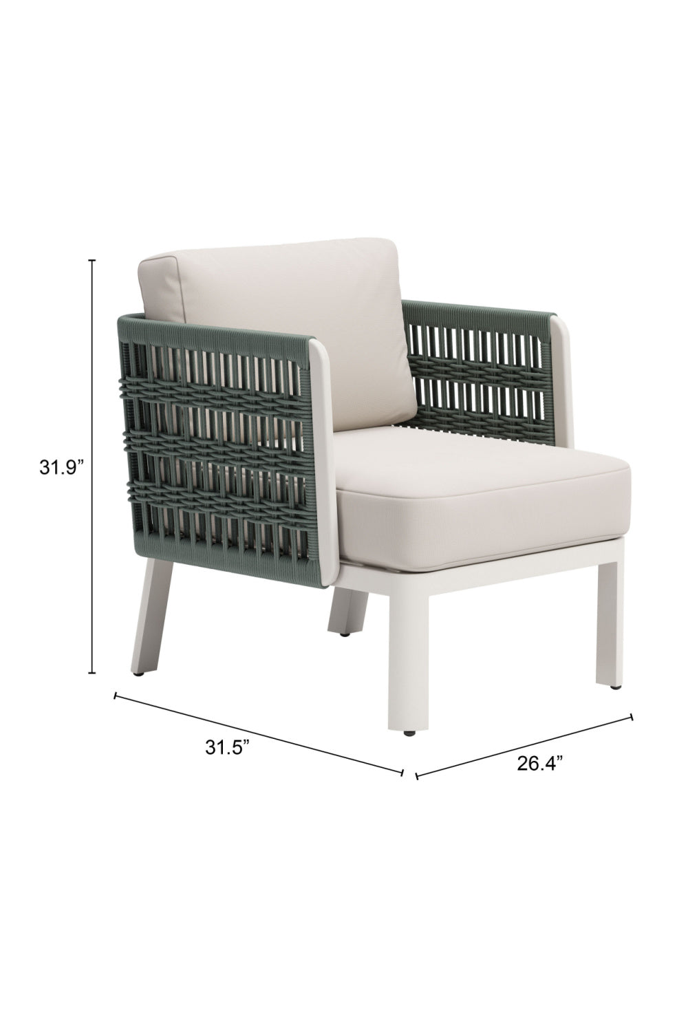 White Olefin Outdoor Lounge Armchair | OROA Modern Bridgehampton | Oroa.com