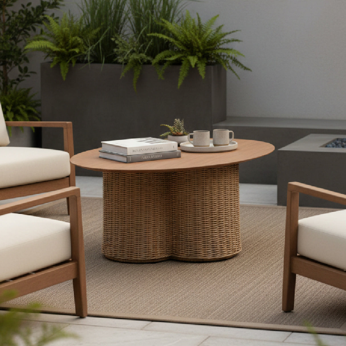 Natural Rattan Look Coffee Table | OROA Modern Soka