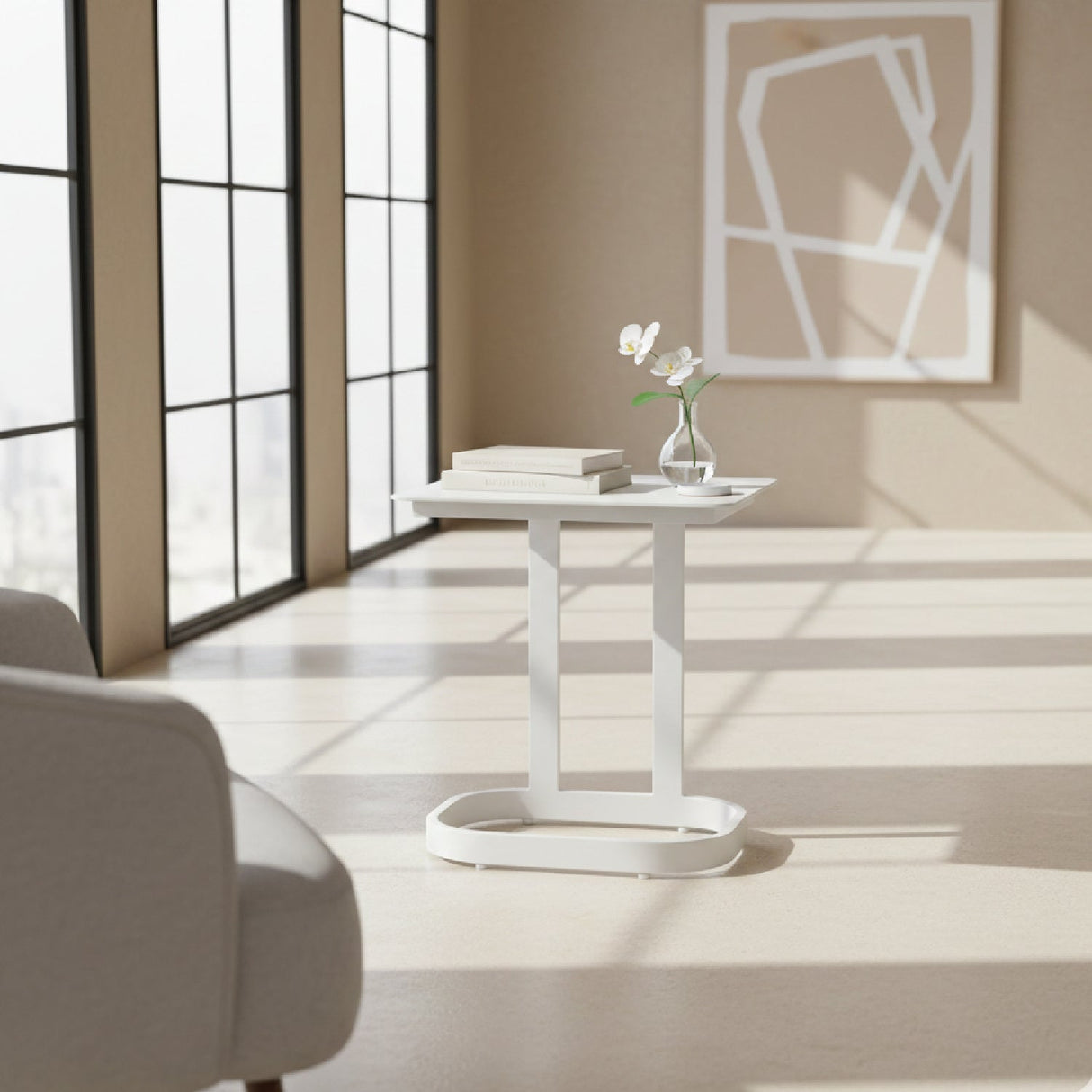 Outdoor Aluminum End Table – Friss – angled view