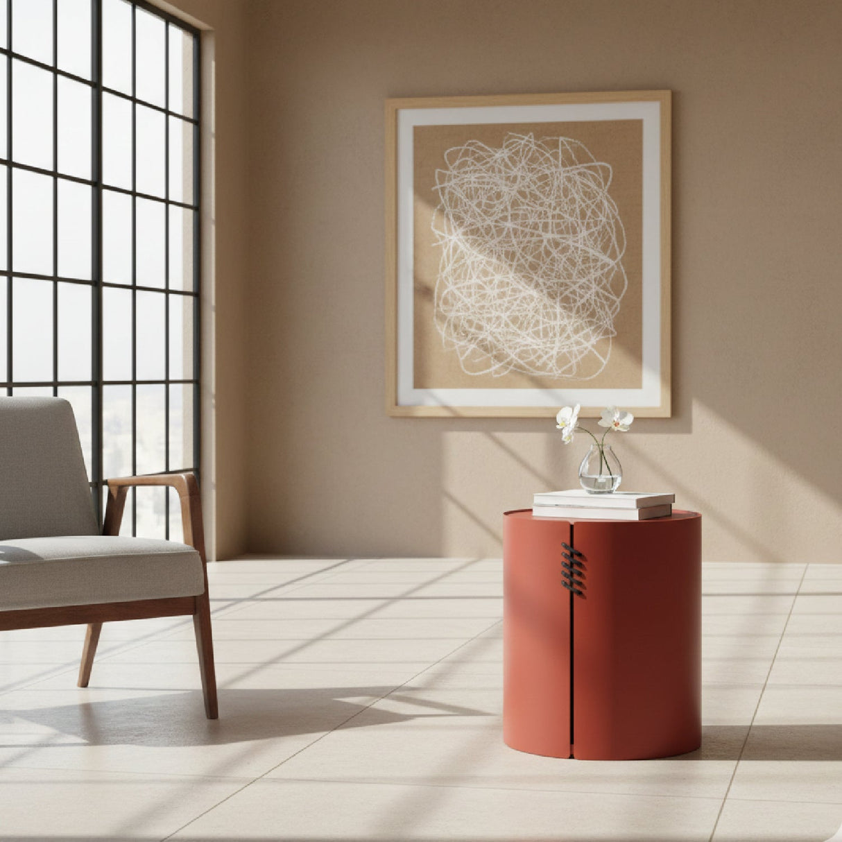 Brown Aluminum Outdoor Side Table – Bayu – angled view