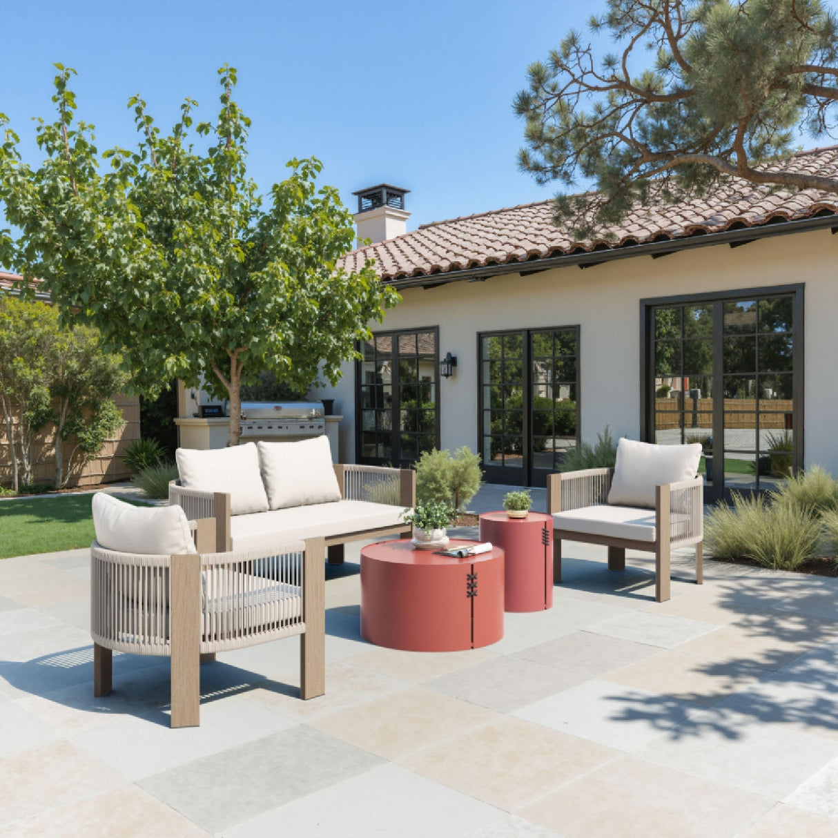 Brown Aluminum Outdoor Coffee Table – Bayu – angled view