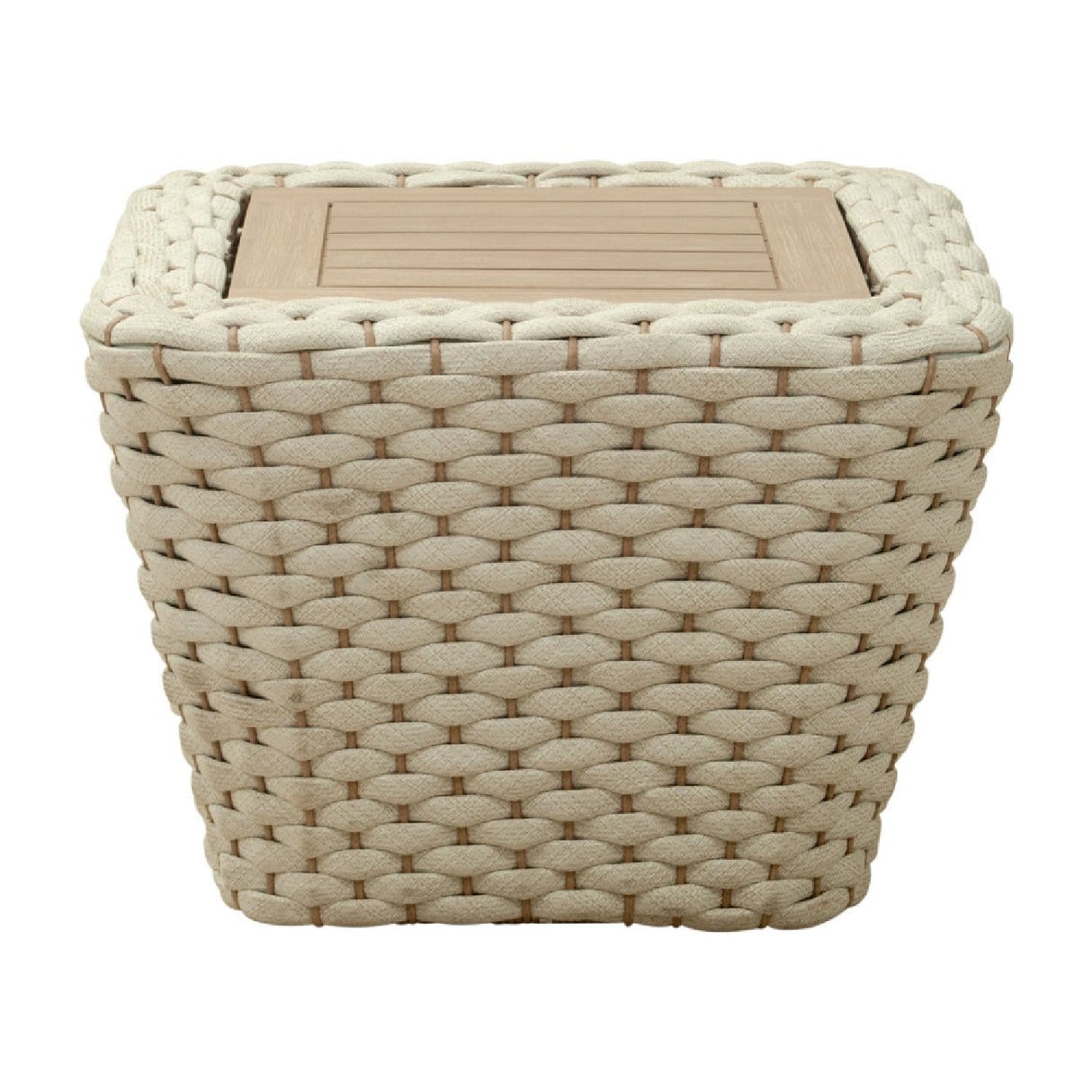 White Woven Square Outdoor Coffee Table – Antul – front view