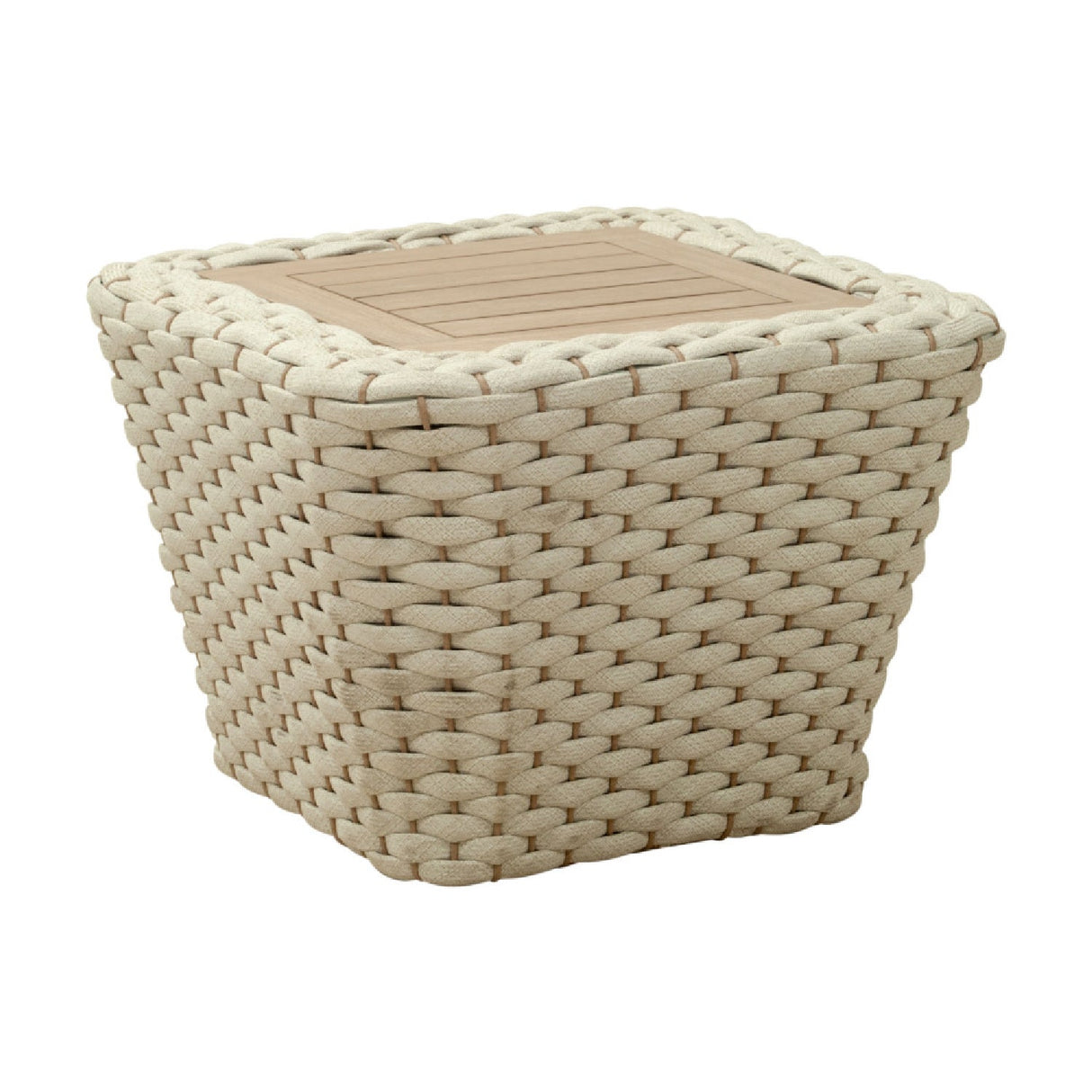 White Woven Square Outdoor Coffee Table – Antul – side view