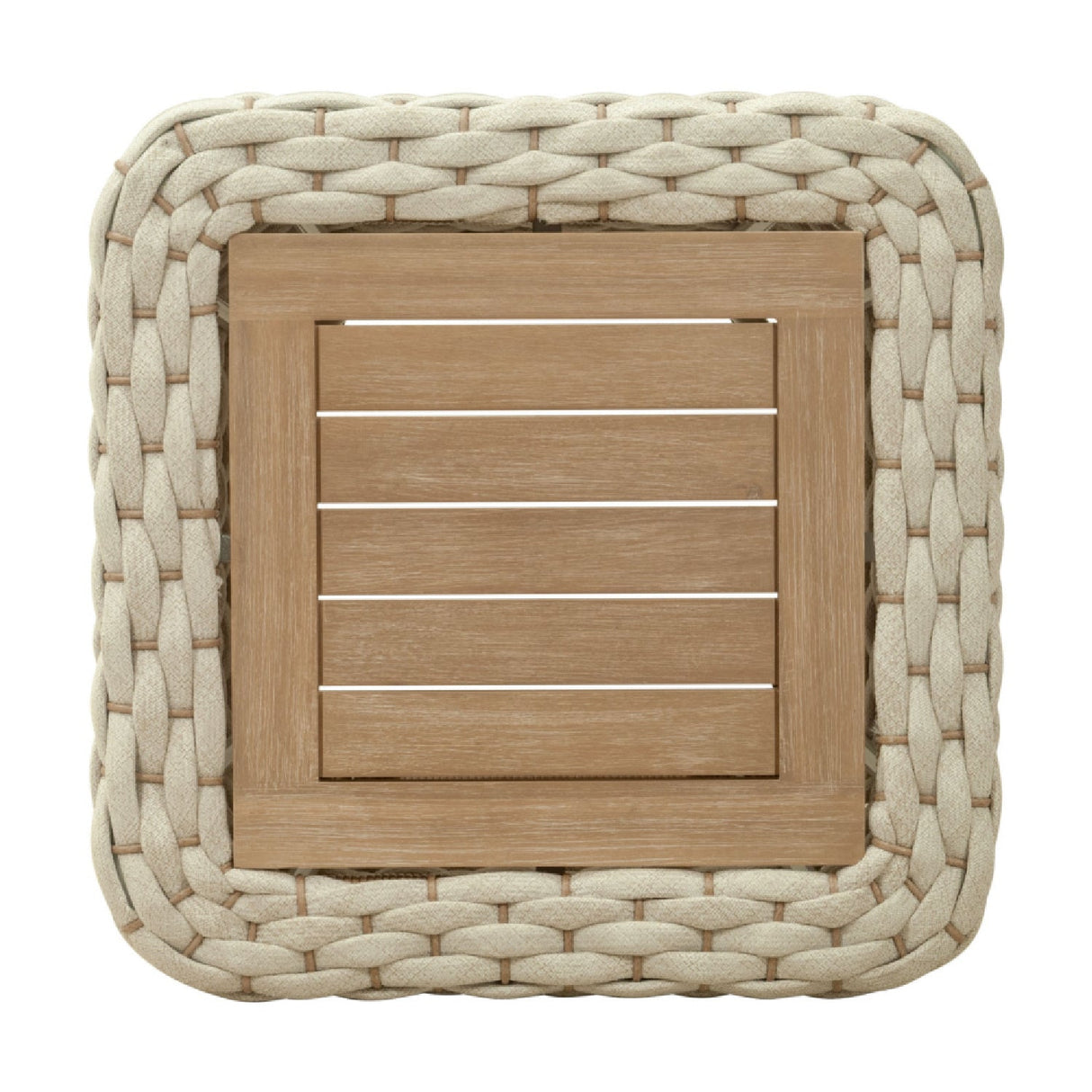 White Woven Square Outdoor Coffee Table – Antul – rear view