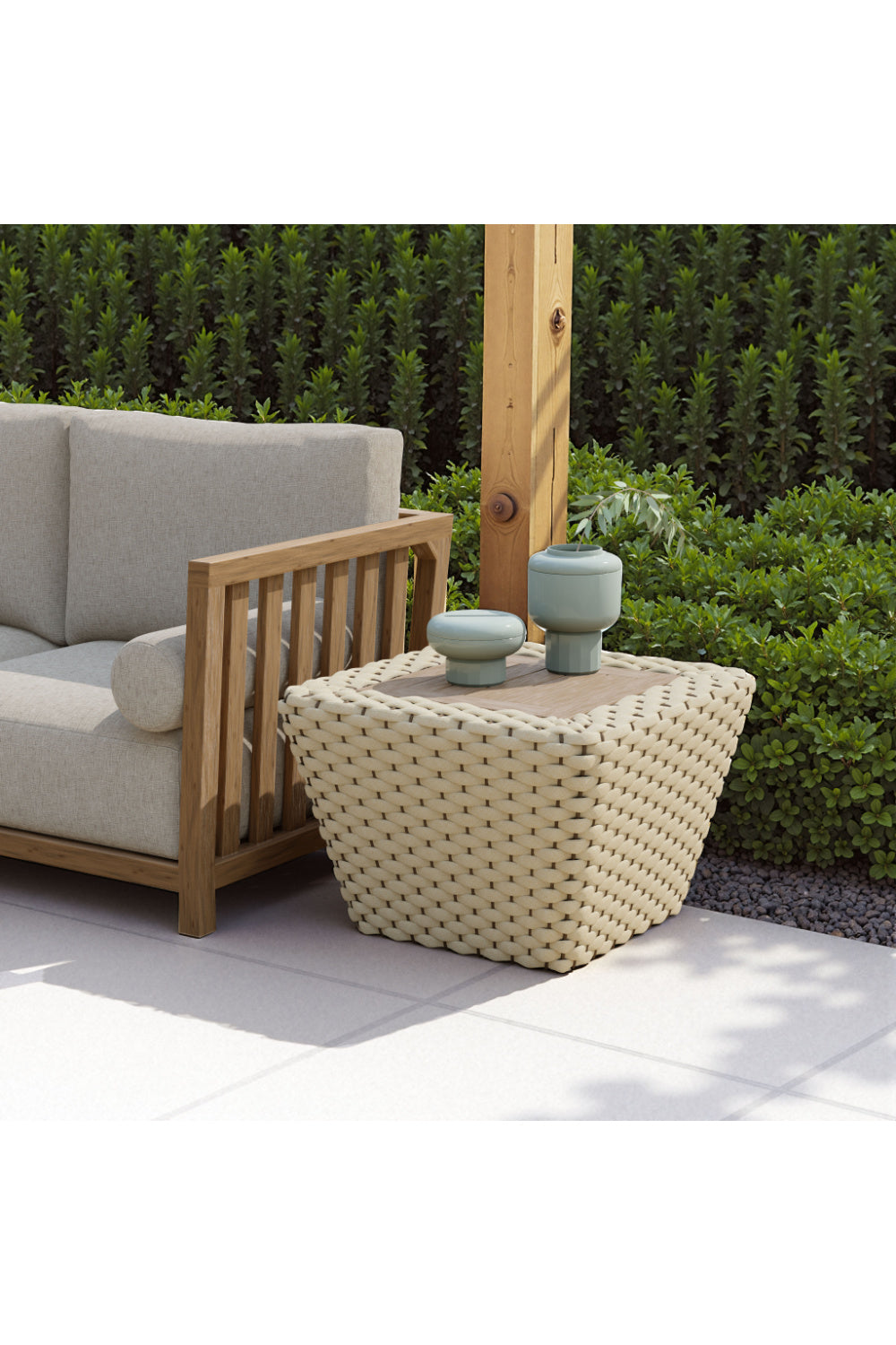 White Woven Square Outdoor Coffee Table | OROA Modern Antul | Oroa.com