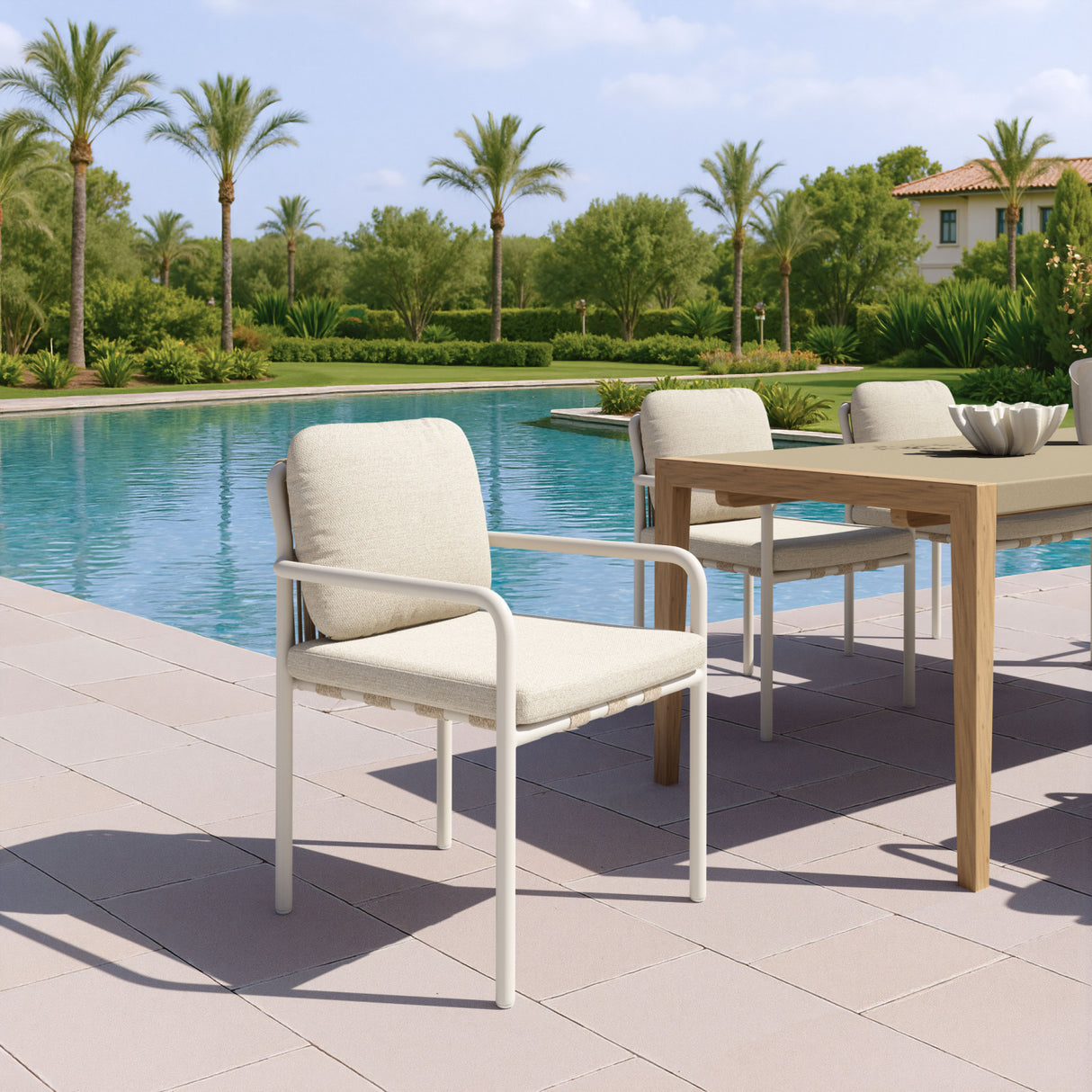 Beige Upholstered Outdoor Dining Chairs (2) | OROA Modern Aite | Oroa.com