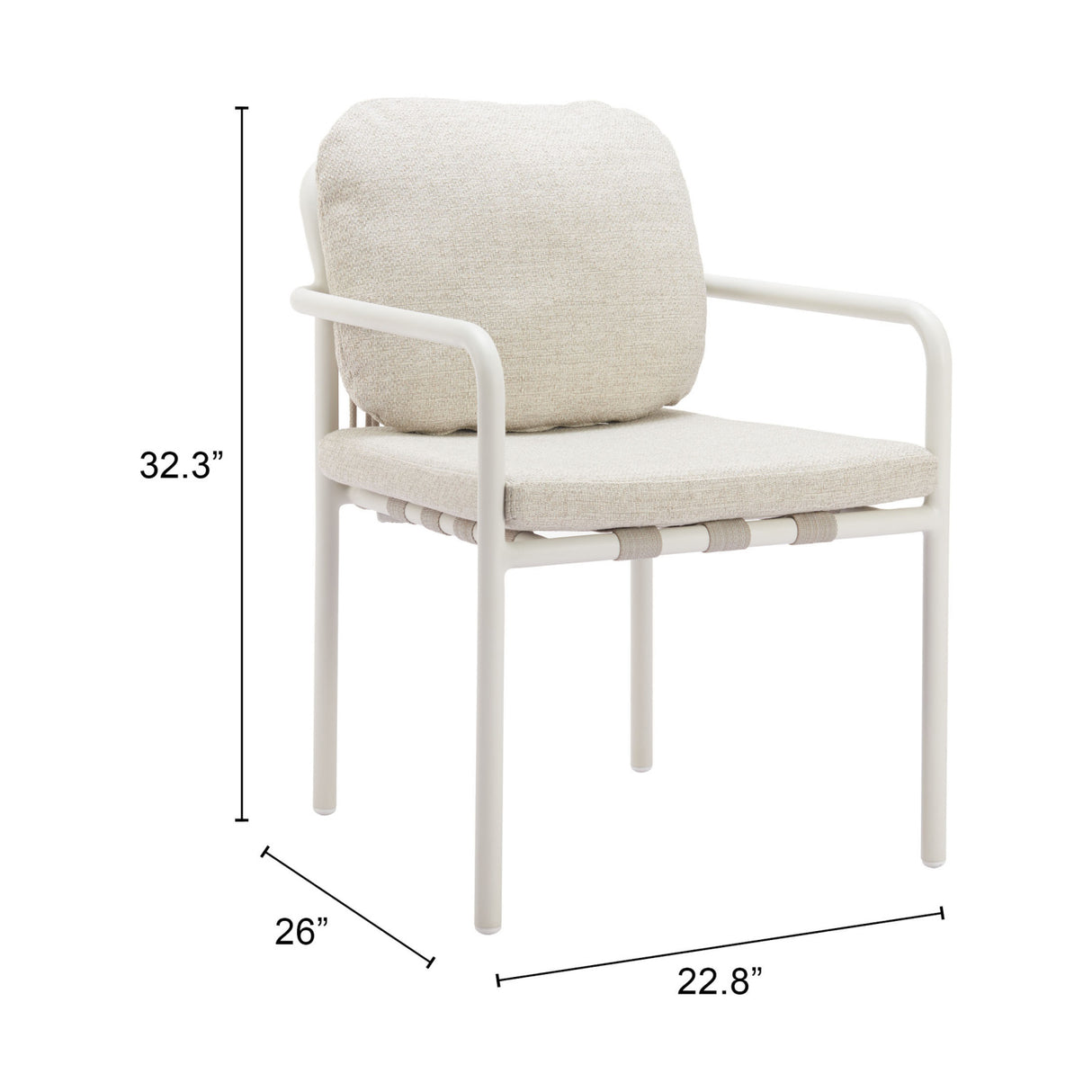 Beige Upholstered Outdoor Dining Chairs (2) | OROA Modern Aite | Oroa.com