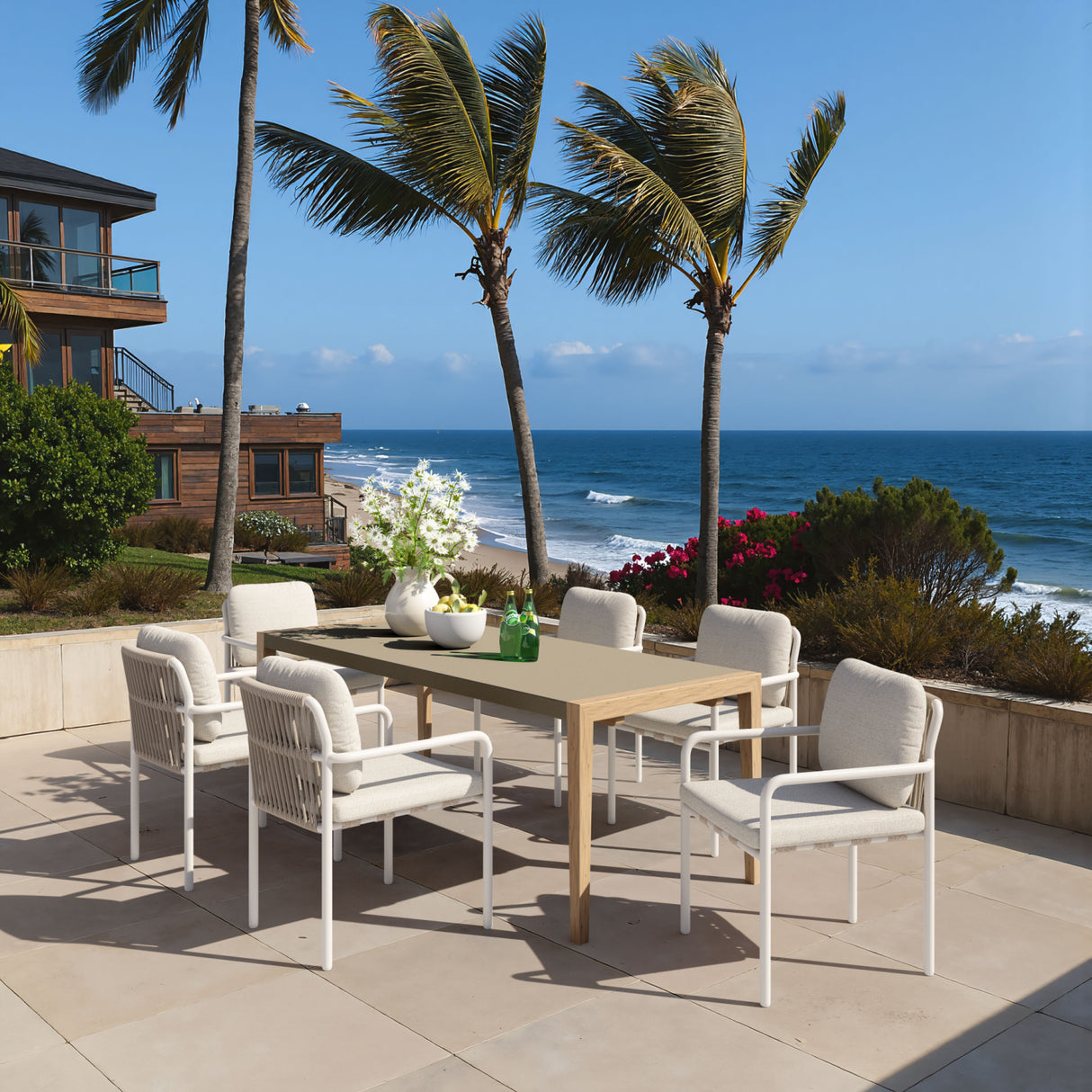 Beige Upholstered Outdoor Dining Chairs (2) | OROA Modern Aite | Oroa.com