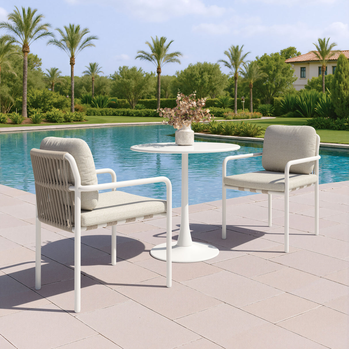 Beige Upholstered Outdoor Dining Chairs (2) | OROA Modern Aite | Oroa.com