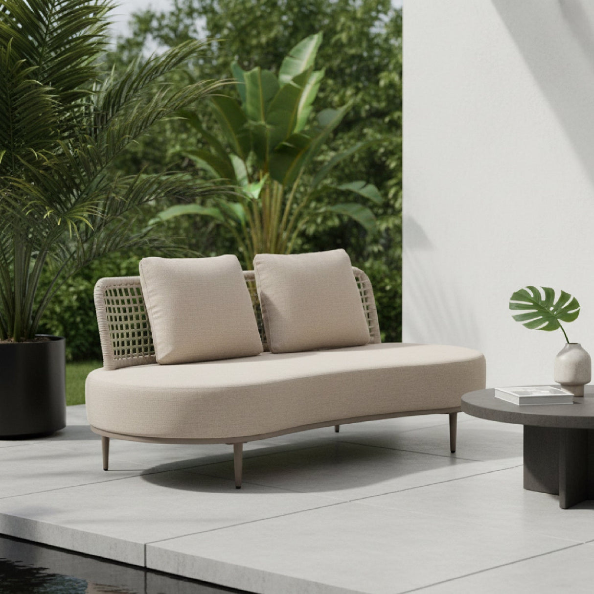 Rattan Weave Outdoor Sofa – Ruhe – angled view