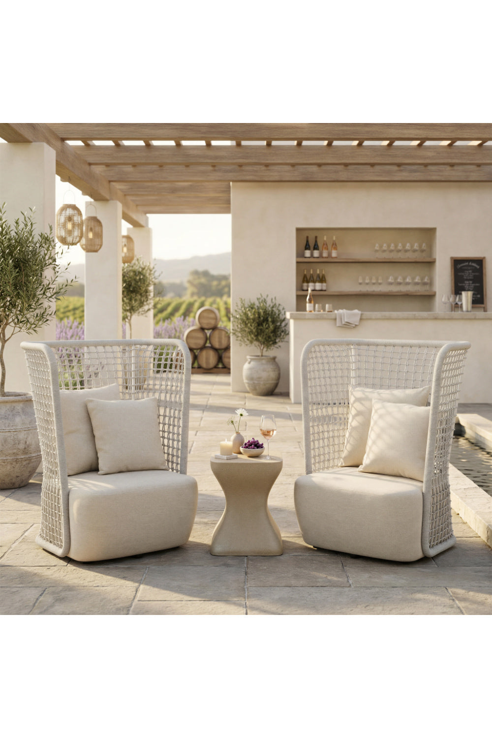 Weaved Back Outdoor Accent Chair | OROA Modern Hudu | Oroa.com