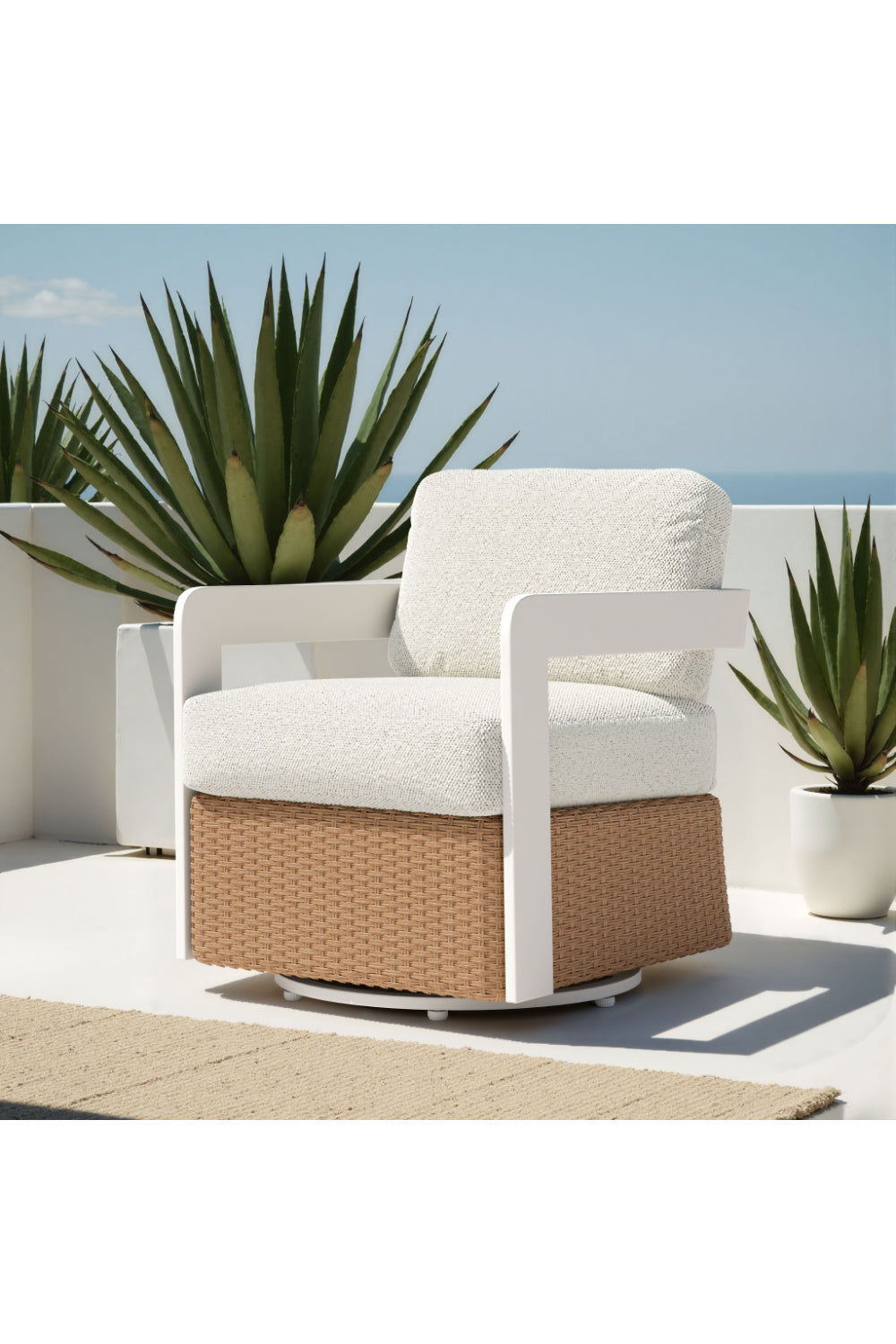 Brown Base Outdoor Swivel Chair | OROA Modern Gelo | Oroa.com