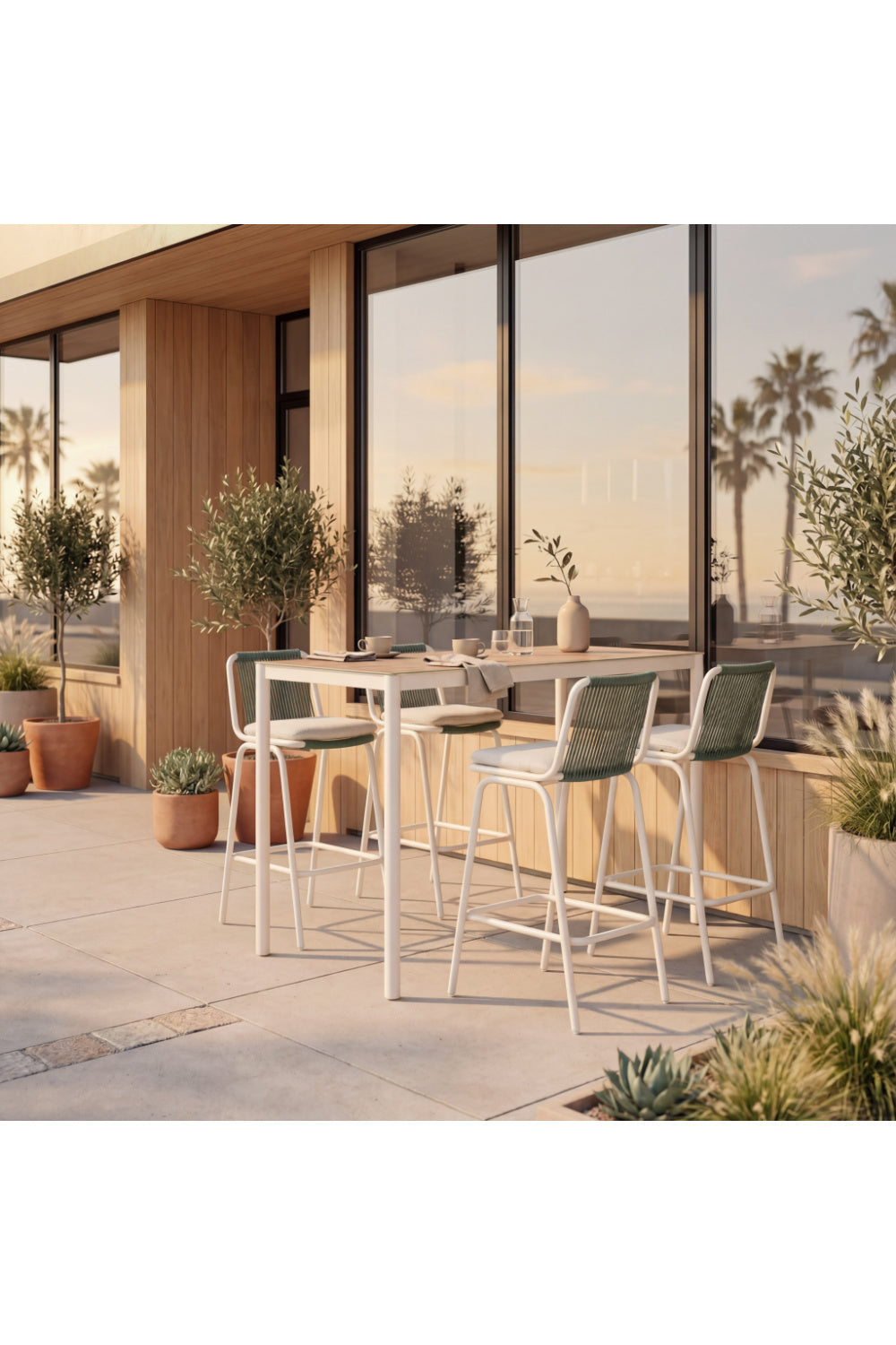 Green Outdoor Bar Stool Set (2) | OROA Modern Luft | Oroa.com
