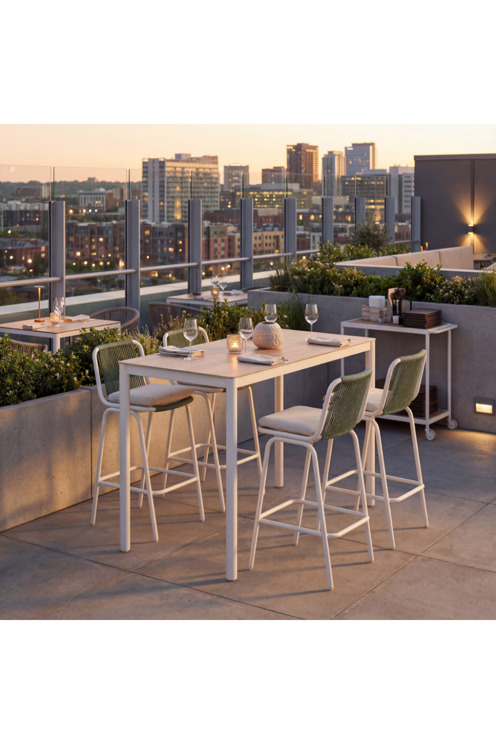 Green Outdoor Bar Stool Set (2) | OROA Modern Luft | Oroa.com