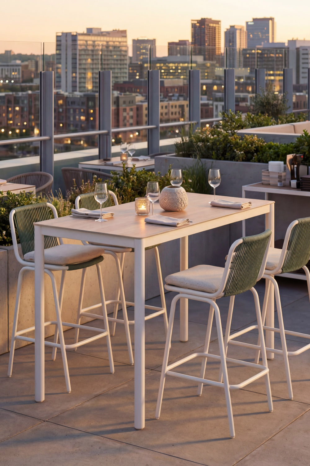 Green Outdoor Bar Stool Set (2) | OROA Modern Luft | Oroa.com