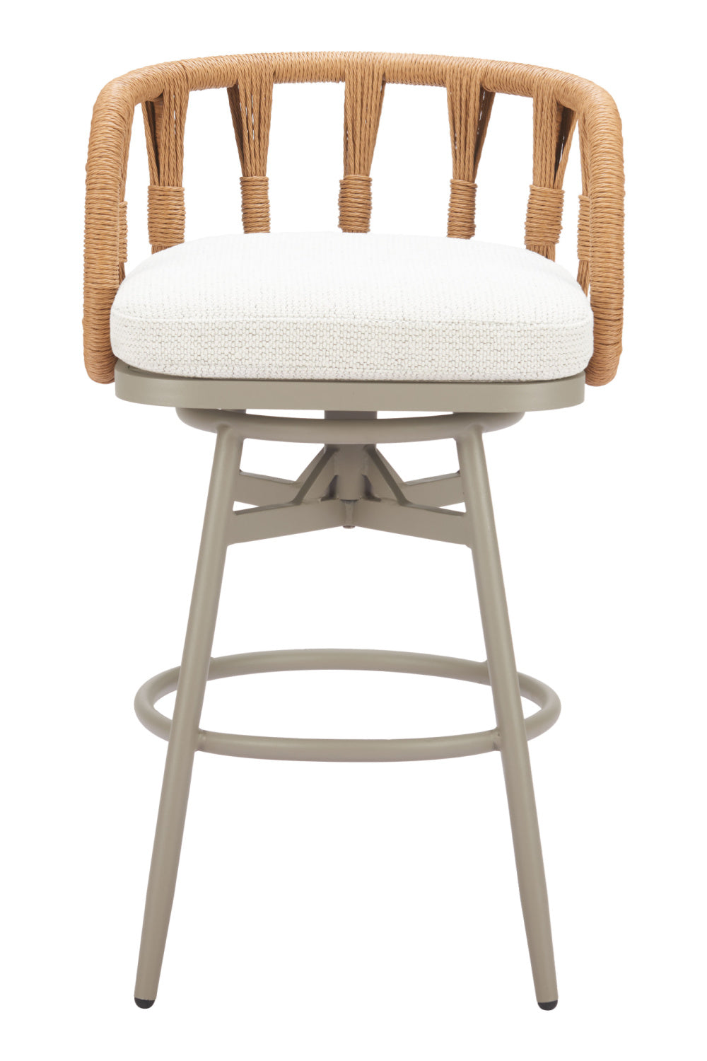 Rattan Weave Swivel Bar Stool – Safal – front view