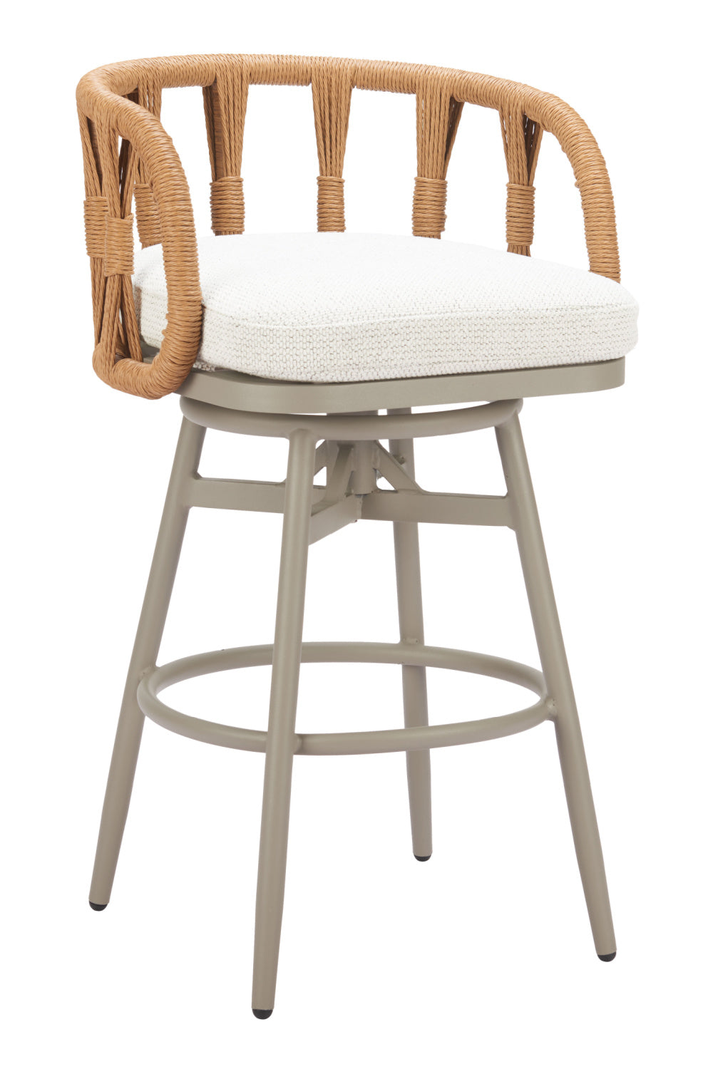 Rattan Weave Swivel Bar Stool – Safal – side view