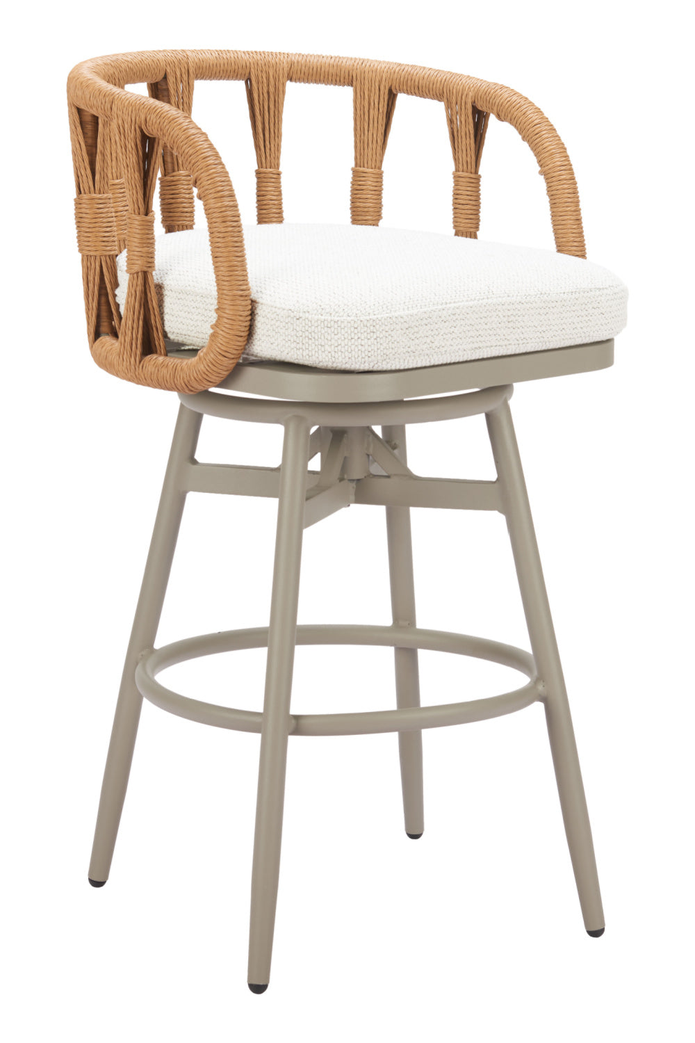Rattan Weave Swivel Bar Stool – Safal – rear view