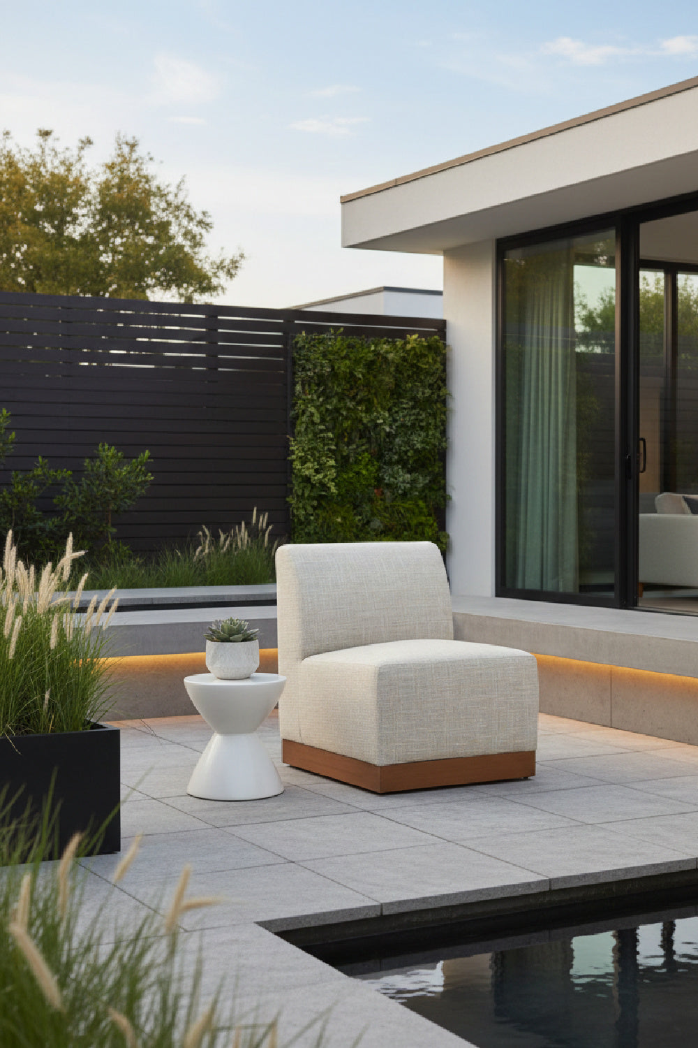 Beige Outdoor Armless Chair | OROA Modern Christy | Oroa.com