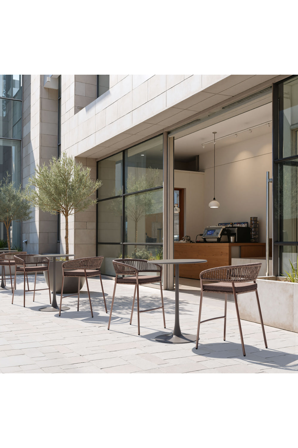 Brown Rattan Outdoor Bar Stools (2) | OROA Modern Skye | Oroa.com