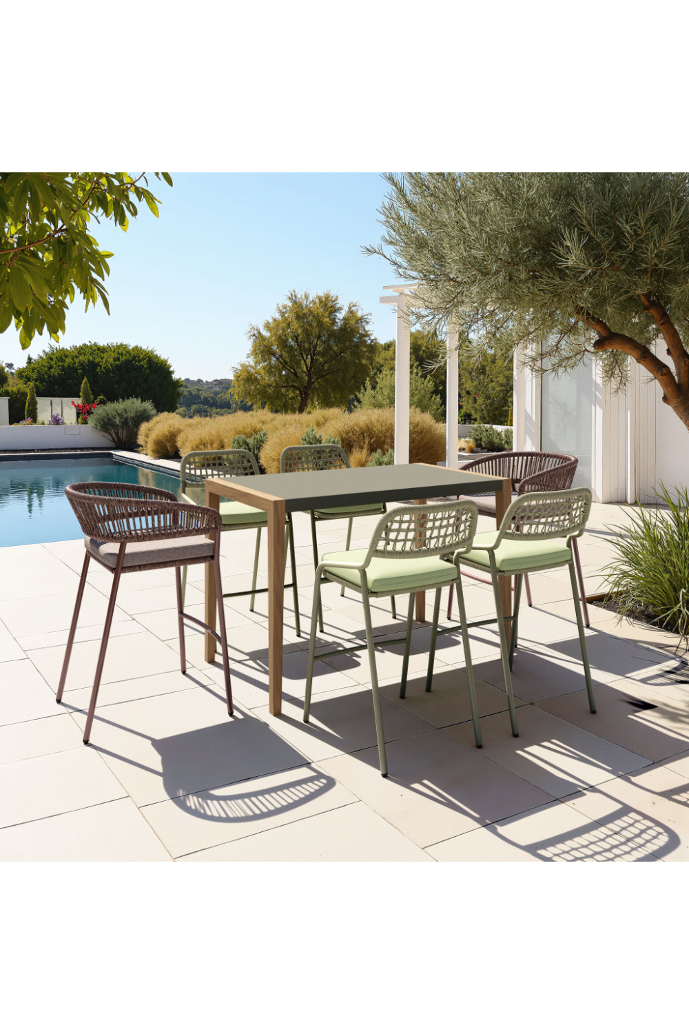 Brown Rattan Outdoor Bar Stools (2) | OROA Modern Skye | Oroa.com