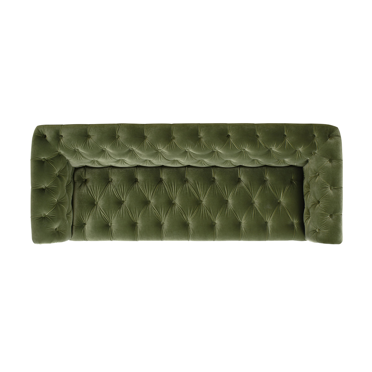 Green Velvet Sofa with Antique Brass Nailheads