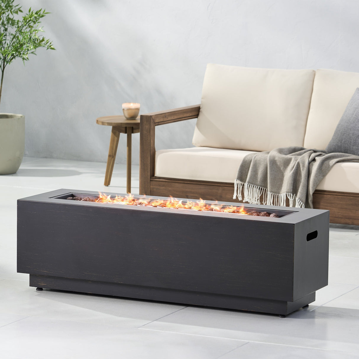 Modern Dark Grey - Outdoor Iron Propane Fire Pit