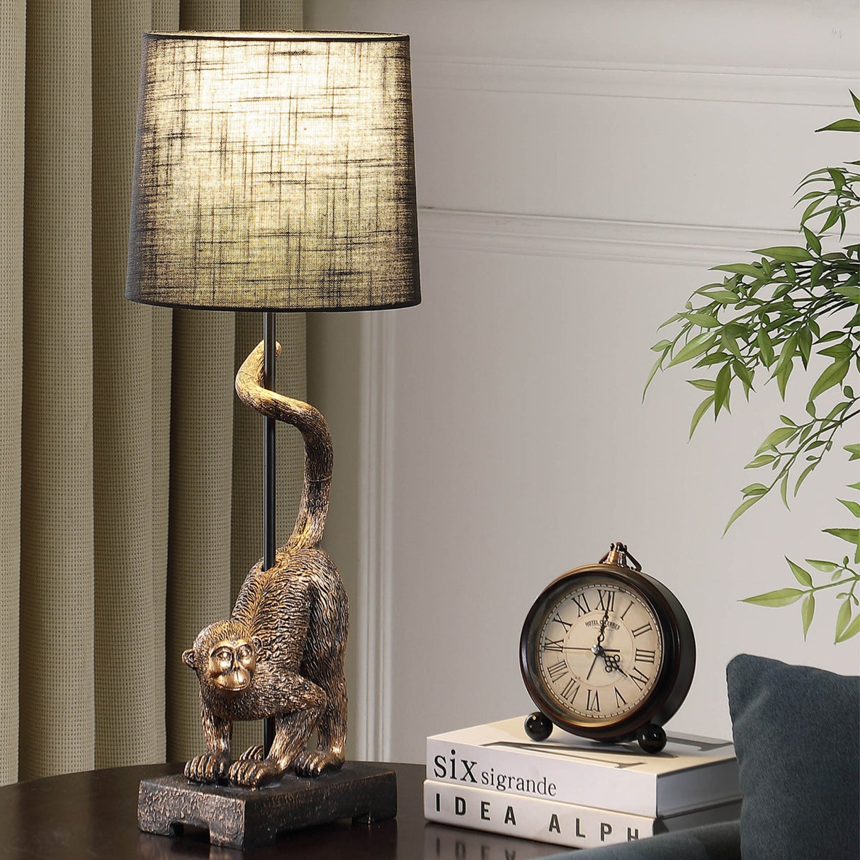 Wildlife Old World Antique Bronze Capuchin Monkey Table Lamp