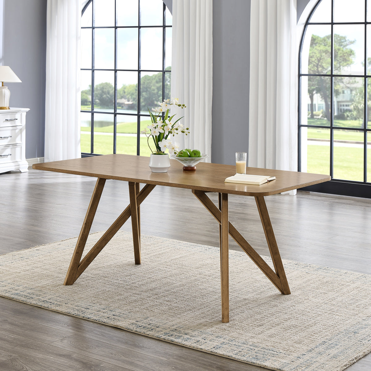 Rectangular Wood Tripod-Cross Leg Dining Table | Maison Naturelle