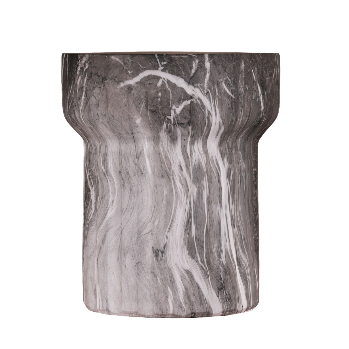 Round Geometric Outdoor/Indoor End Table - Marble