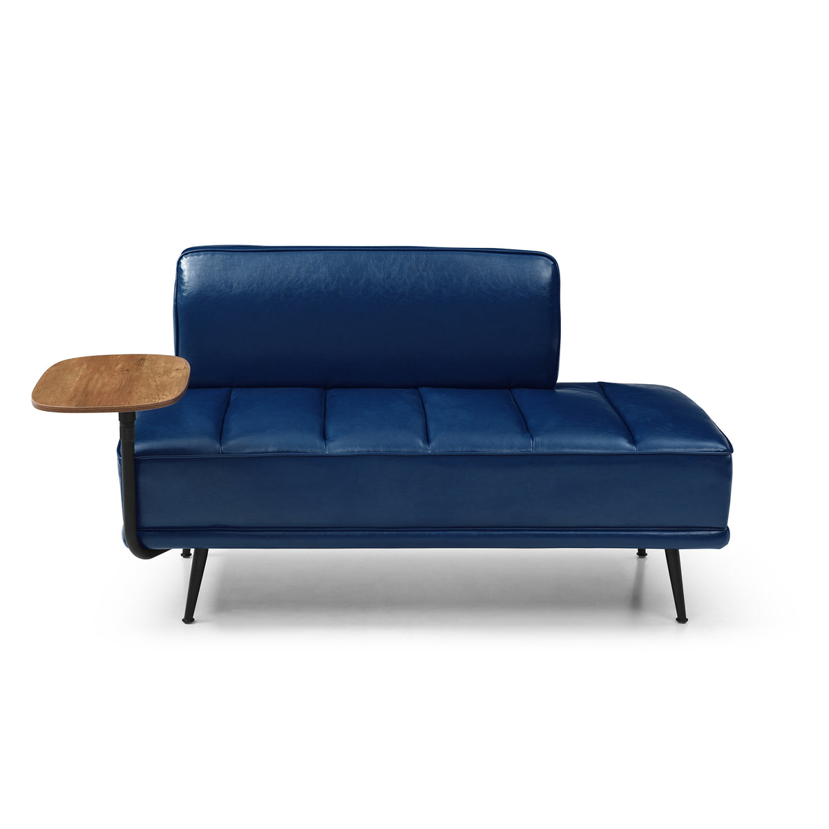 Blue Faux Leather Two-Seat Bench with Side Table | Catchy