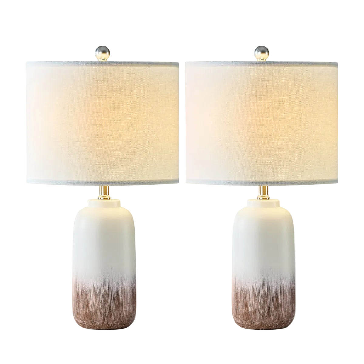 Brown and White Ceramic Table Lamps — pair with brown and white ceramic bases