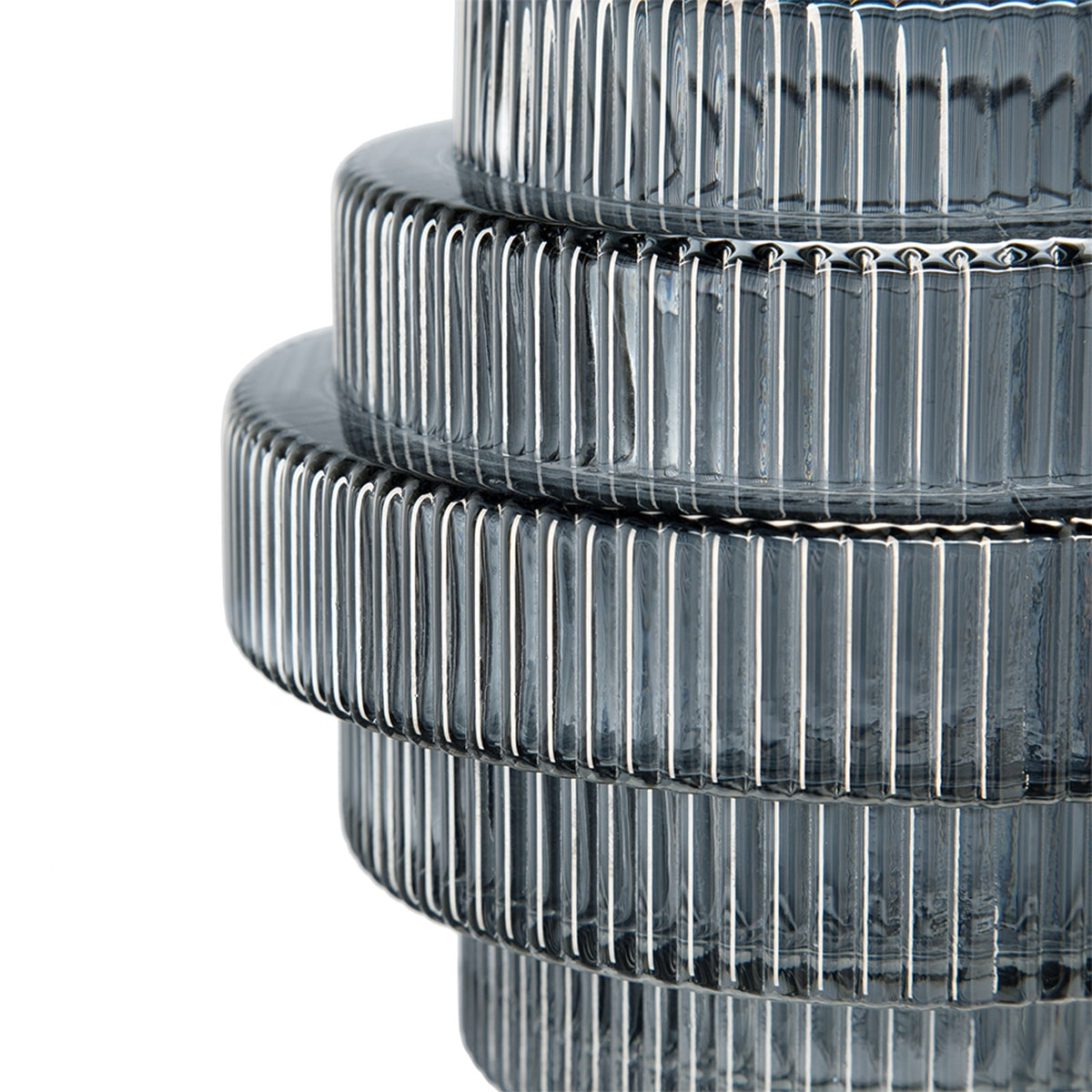 Multi-Tiered Geometric Vase with Smoked Blue Finish (S/2)