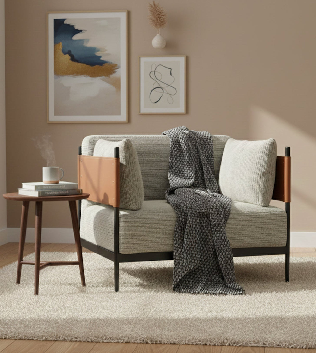 Gray Ribbed Lounge Armchair | OROA Modern Stirbe | Oroa.com