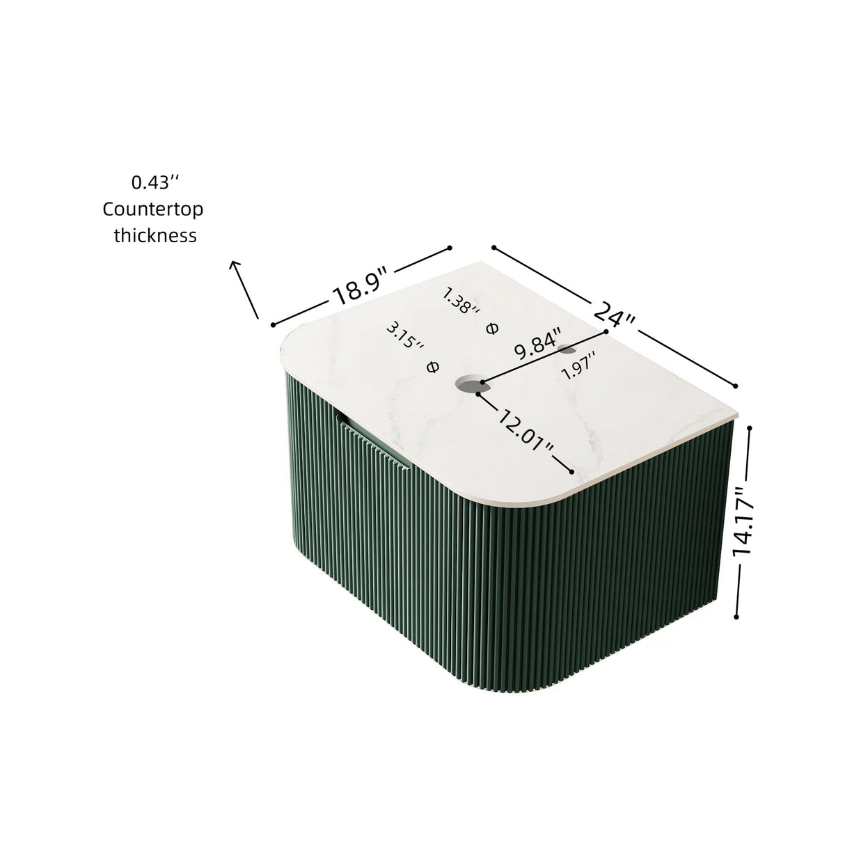 Wall Mounted Green Cabinet, Carrara - OROA