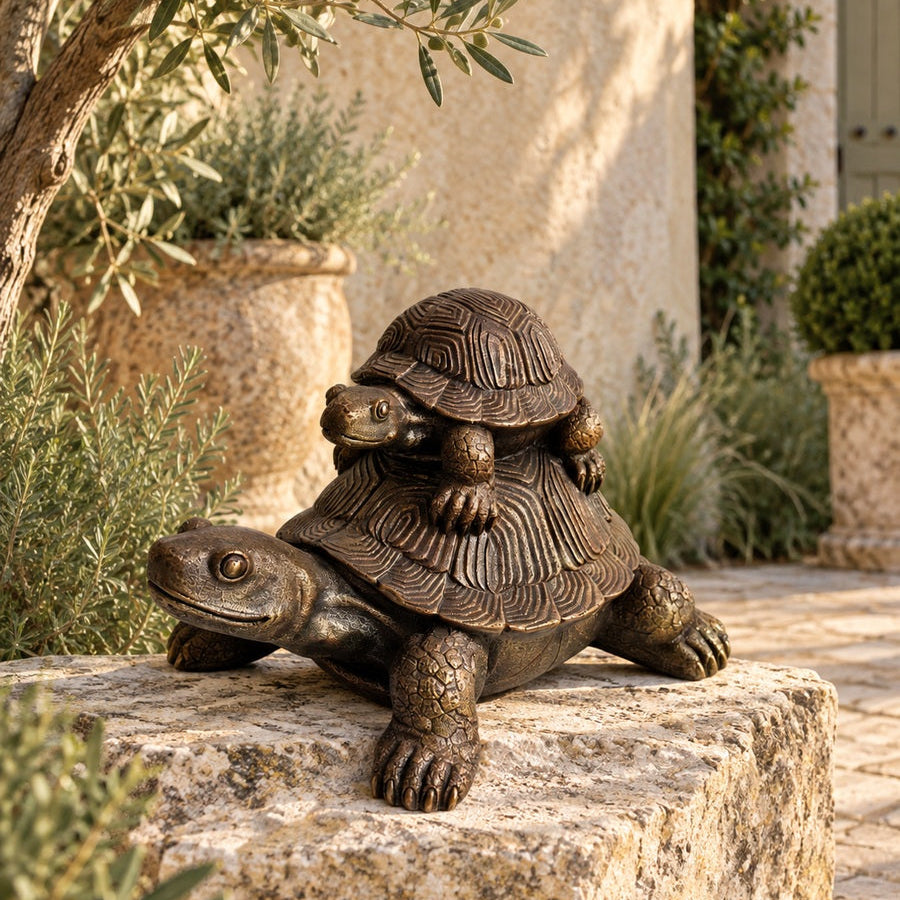 Antique Bronze Stacked Turtle Sculpture - Catchy